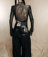 Low-neck Bow See-through Top